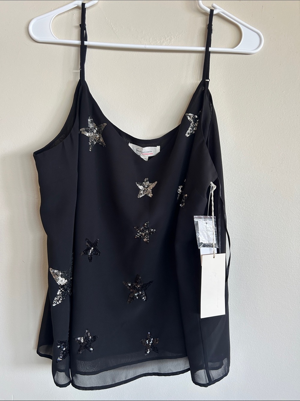Two by Vince Camuto Black Sequin Star Camisole